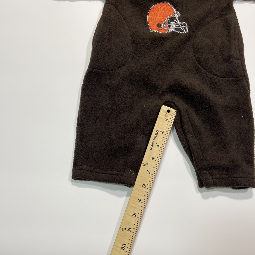 Vintage 90s Adidas Cleveland Browns Fleece Hooded Body Suit Romper Sz 3/6 Months - Picture 7 of 8